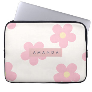 Personalisierte Retro-Rosa Gänseblümchen-Blume Laptopschutzhülle