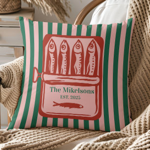 Personalisierte Retro Sardine Tin Streifen Kissen
