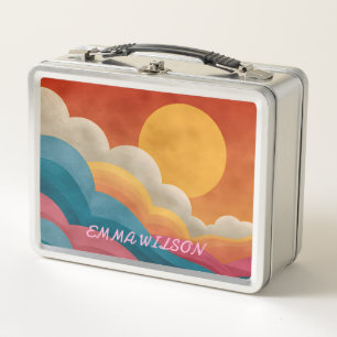 Personalisierte Retro-Sonnenuntergangs-Lunchbox Metall Brotdose