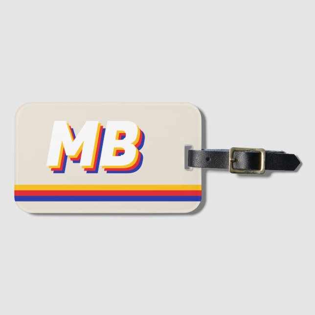 Personalisierte Retro-Streifen Gepäckanhänger (Vorderseite (Horizontal))