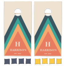 Personalisierte Retro Streifen Orange Monogramm