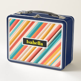 Personalisierte Retro Strip Metal Lunch Box