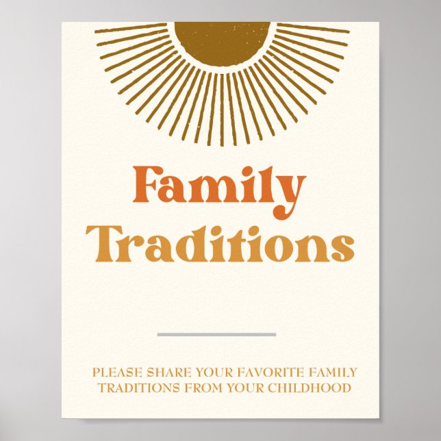 Personalisierte Retro-Sun-Familientraditionen sign Poster (Vorne)