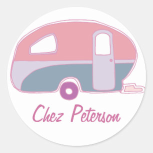Personalisierte Retro Vintag Caravan Design Sticke Runder Aufkleber