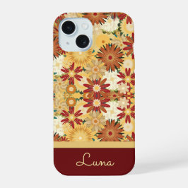 Personalisierte Retro-Warme Blumenmuster-Handyhüll iPhone 15 Hülle