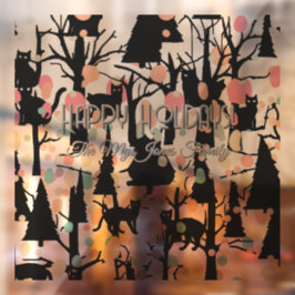 Personalisierte RetroMinimalist BlackCats & Branch Fensteraufkleber