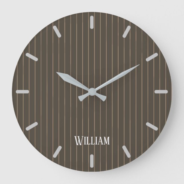 Personalisierte Retropinstreifen Große Wanduhr (Vorderseite)