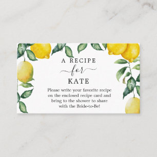 Personalisierte Rezept Anfrage Brautparty Lemons Visitenkarte