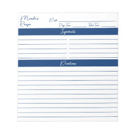 Personalisierte Rezepte der modernen Skriptflotte Notizblock