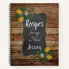 Personalisierte Rezepte für mein Nichte auf Braun  Notizbuch
