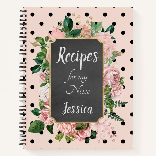 Personalisierte Rezepte für mein Niece Pink Floral Notizbuch (Vorderseite)