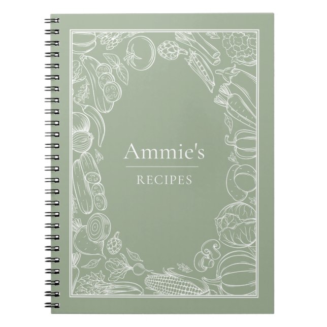 Personalisierte Rezepte Gemüse Illustration Notizblock (Vorderseite)