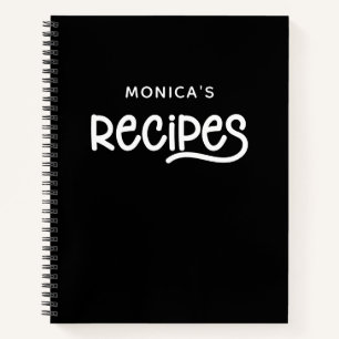Personalisierte Rezepte in Schwarzweiß Notizbuch