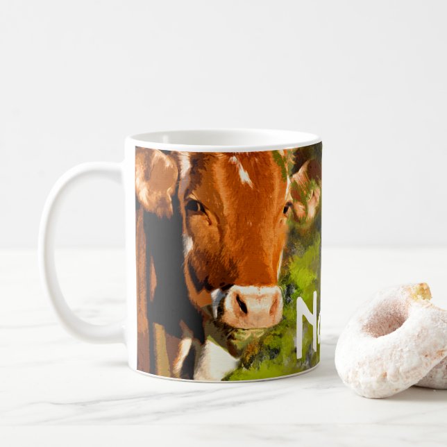 Personalisierte Rinder Ranch Farm Design Kaffeemas Kaffeetasse (Mit Donut)
