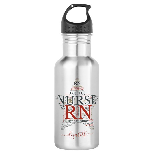 Personalisierte RN-Krankenschwester Edelstahlflasche (Vorderseite)