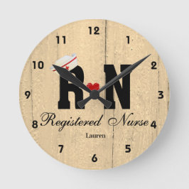 Personalisierte RN Nurse Hat Holz Acrylwand Uhr