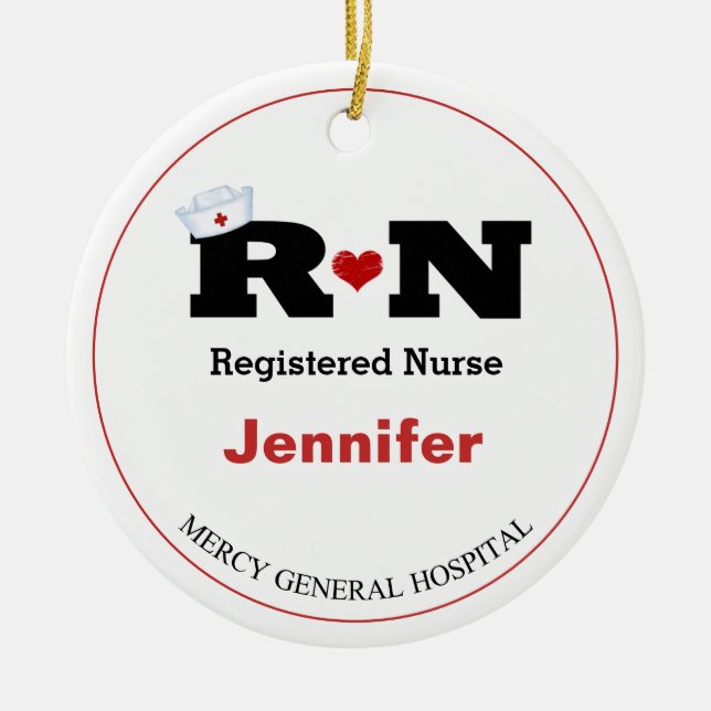 Personalisierte Rn Nurse Weihnachtsfeier Keramik O Keramik Ornament (Vorne)