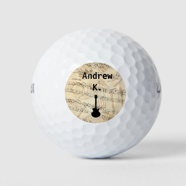 Personalisierte Rock- und Roll-Gitarrenklangwelle Golfball (Vorderseite)
