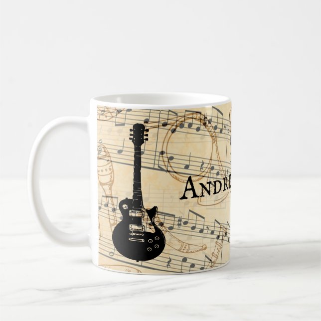 Personalisierte Rock- und Roll-Gitarrenklangwelle Kaffeetasse (Links)