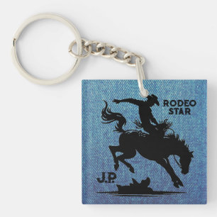 Personalisierte Rodeo-Star-Denim Schlüsselanhänger