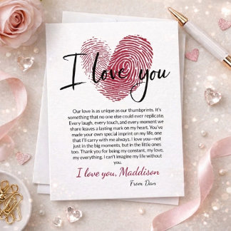 Personalisierte Romantische Liebe-Karte mit Thumbp Einladung