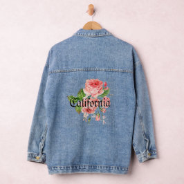 Personalisierte romantische Rosen rosa California  Jeansjacke