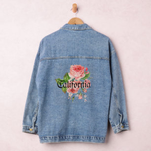 Personalisierte romantische Rosen rosa California Jeansjacke