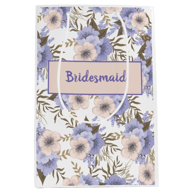 Personalisierte romantische Violettsage Botanische Mittlere Geschenktüte (Vorderseite)