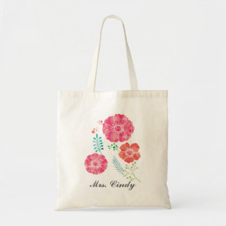 Personalisierte romantische Watercolor-Blumen Tragetasche