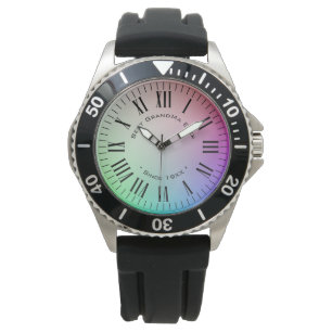Personalisierte römische Stundticks auf Rainbow Armbanduhr