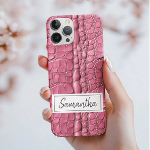 Personalisierte Rosa Alligator-Haut iPhone 16 Hülle