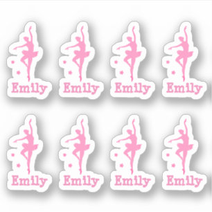 personalisierte rosa Ballerina Aufkleber