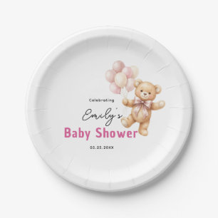 Personalisierte rosa Bär-Baby-Party-Teller aus Pap Pappteller