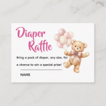 Personalisierte rosa Bär-Baby-Party-Windel-Raffel
