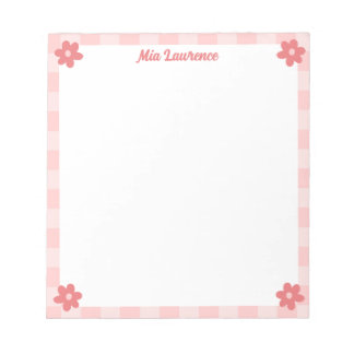 Personalisierte rosa Blume an der Grenze Notizblock