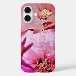 Personalisierte rosa Blume Apple iPhone Case