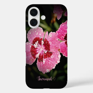 Personalisierte rosa Blume Apple iPhone Case