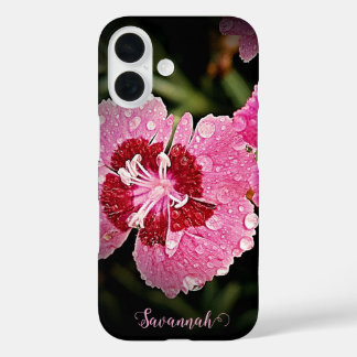 Personalisierte rosa Blume Apple iPhone Case