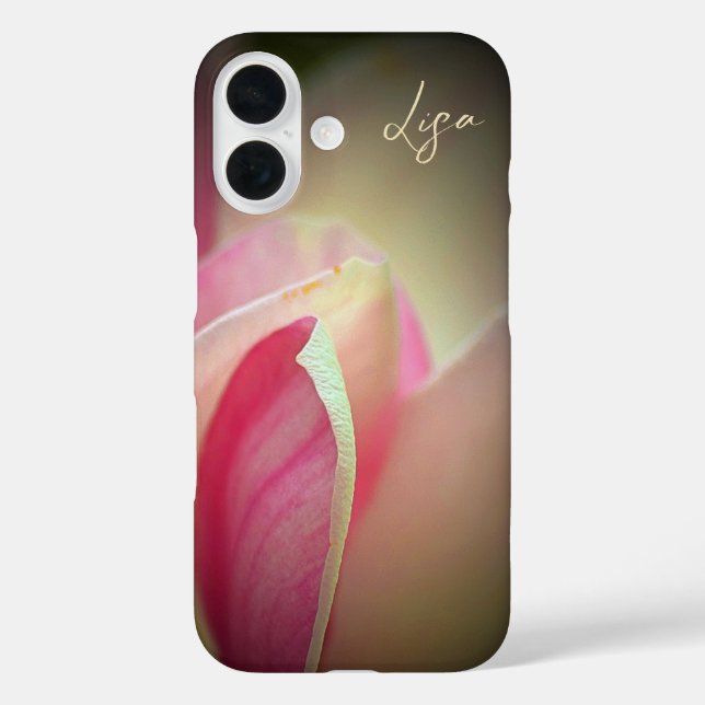 Personalisierte rosa Blume Apple iPhone Case (Rückseite)
