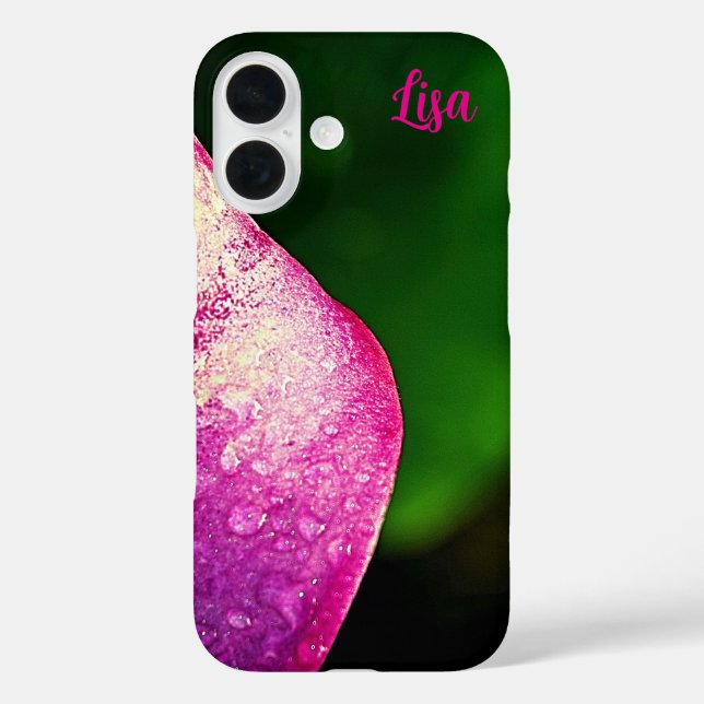 Personalisierte rosa Blume Apple iPhone Case (Rückseite)