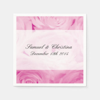Personalisierte Rosa-Blume Hochzeitsnapkins Serviette