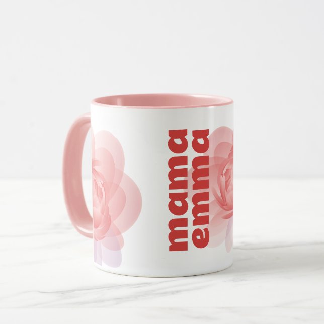 Personalisierte rosa Blume Tasse Benutzerdefiniert (Vorderseite Links)