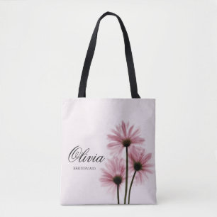Personalisierte rosa Blumen-Brautjungfern-Tasche