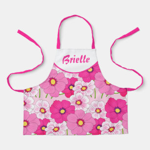 Personalisierte rosa Blumen-Mädchen-Schürze mit Al Schürze