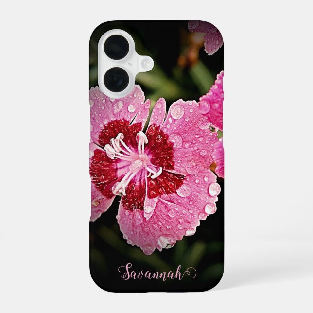 Personalisierte rosa Blüten Apple iPhone Hülle iPhone 16 Hülle (Rückseite)