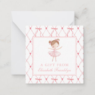 Personalisierte Rosa Bow Ballerina Geschenkverpack Mitteilungskarte