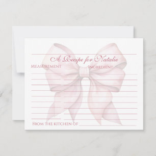 Personalisierte Rosa Bow Brautparty Rezept Karte