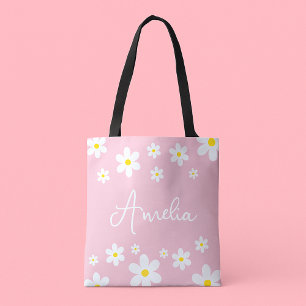 Personalisierte rosa Daisy Blumen-Tasche