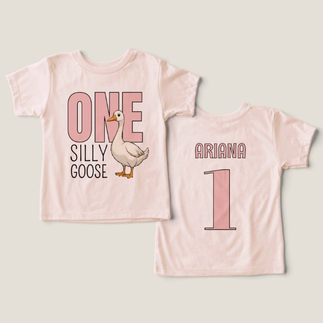 Personalisierte rosa eine alberne Gans erster Gebu (Design Vorderseite & Rückseite)
