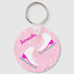 Personalisierte Rosa Eis Skate Niedlich Kawaii Abb Schlüsselanhänger